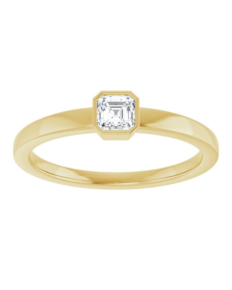 Anel Solitário com Cravação Bezel em Ouro 14k com Diamantes Naturais – Modelo 3