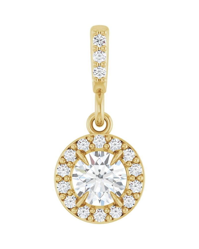 Pingente Halo em Ouro 14k com Diamantes de Laboratório – Modelo 2