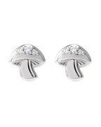 Brinco Ponto de Luz Cogumelo em Ouro 14k com Diamantes Naturais