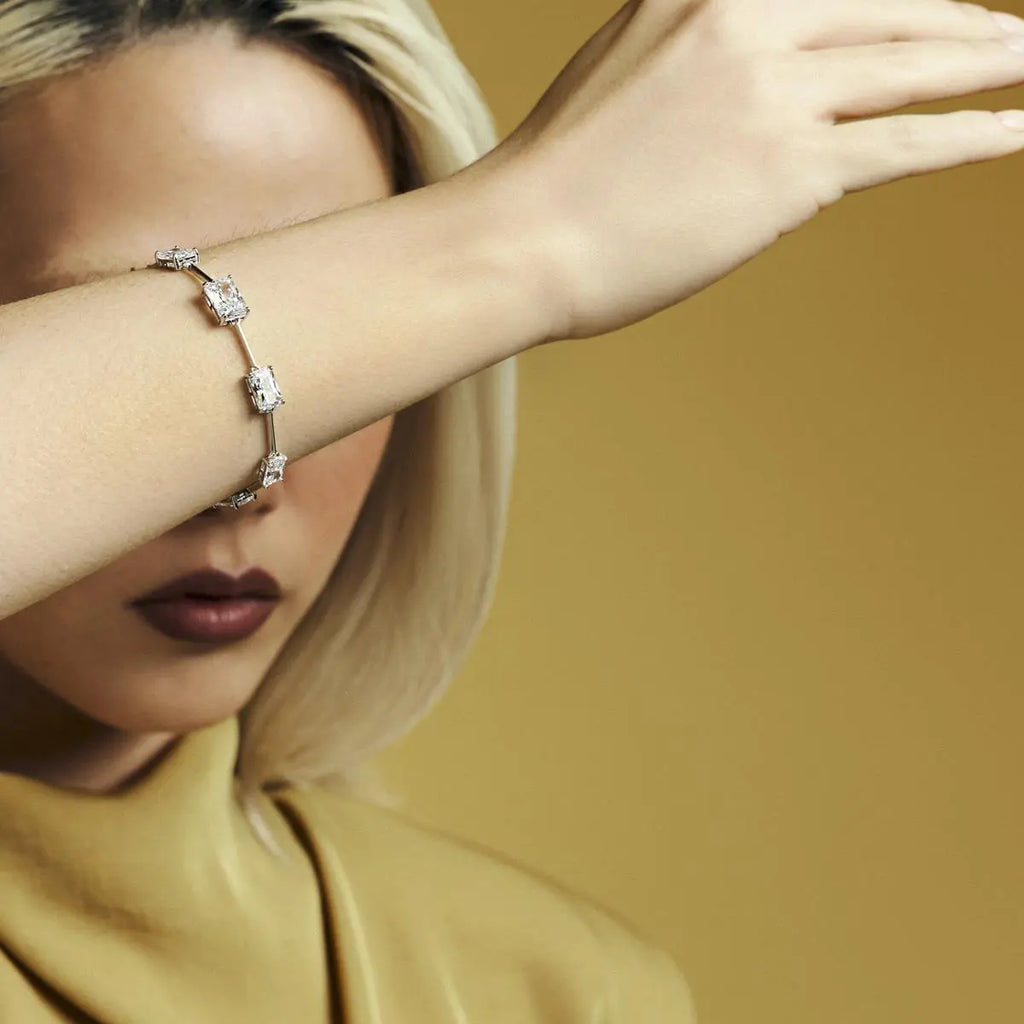 Pulseira de Prata 925 com Cristais Retangulares