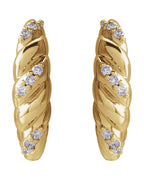 Brinco Abaulado Cravejado em Ouro 14k com Diamantes Naturais