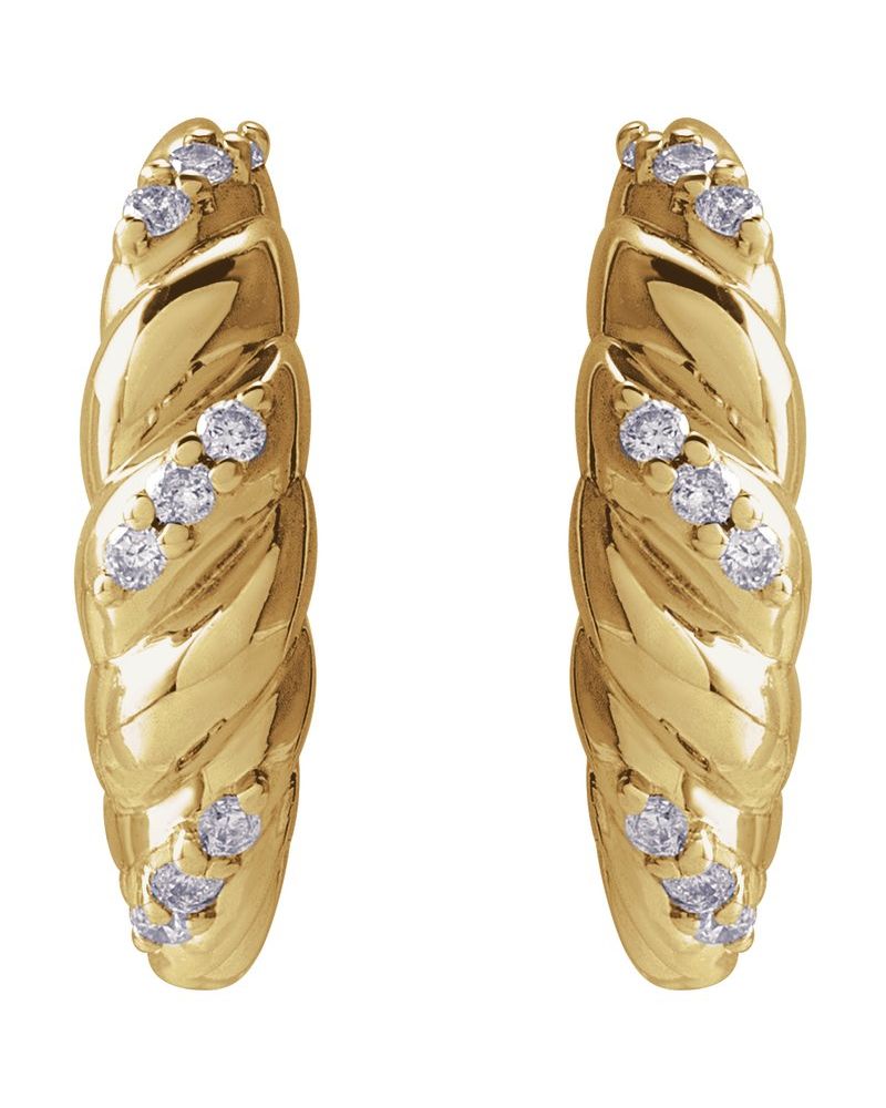 Brinco Abaulado Cravejado em Ouro 14k com Diamantes Naturais
