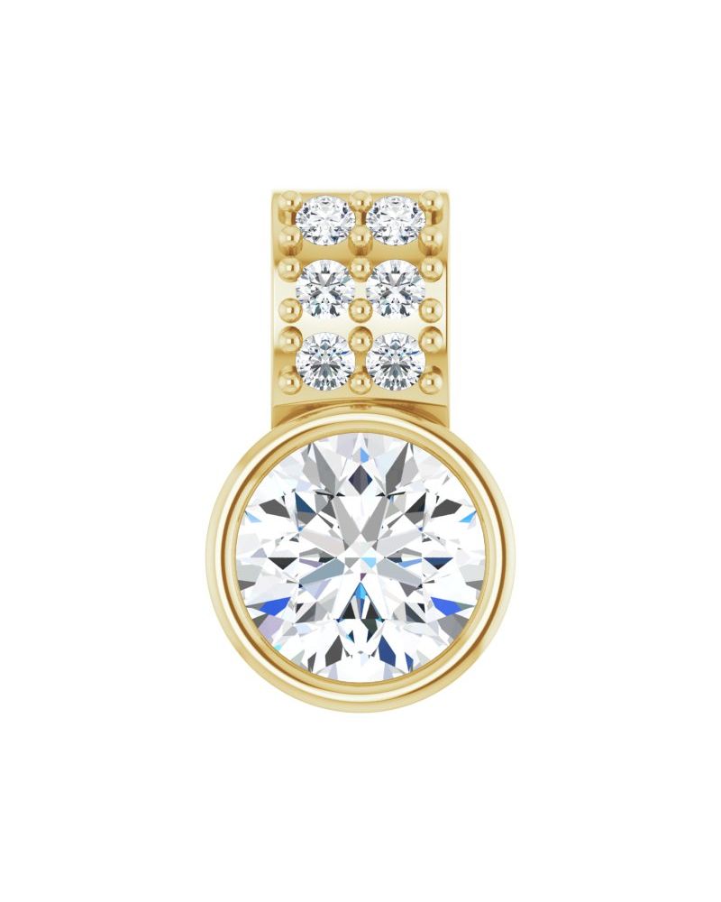 Pingente Cravejado com Cravação Bezel em Ouro 14k com Diamantes de Laboratório