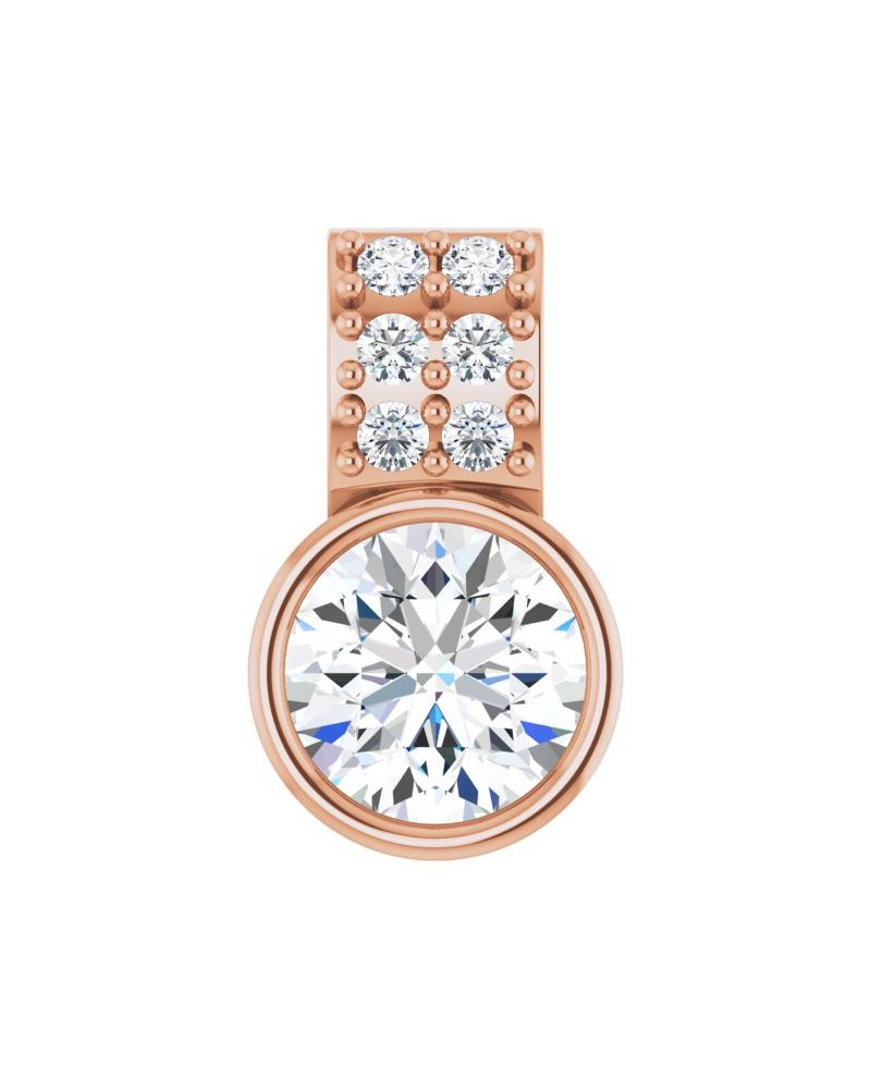 Pingente Cravejado com Cravação Bezel em Ouro 14k com Diamantes de Laboratório