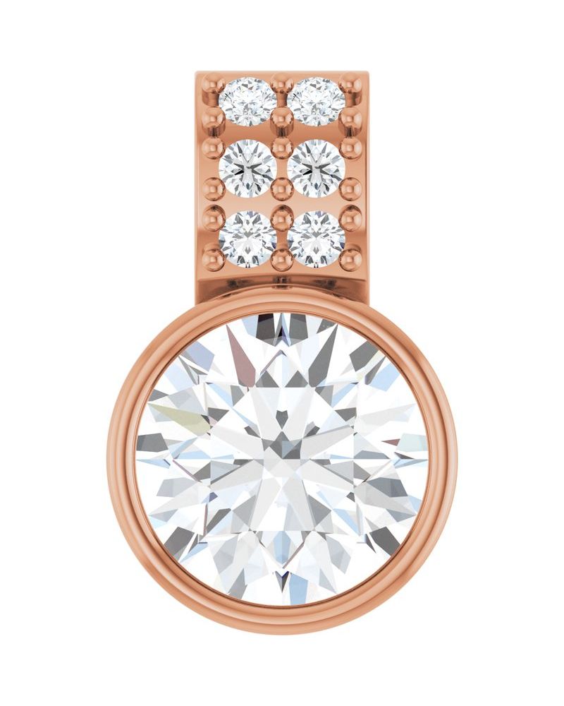 Pingente Cravejado com Cravação Bezel em Ouro 14k com Diamantes de Laboratório