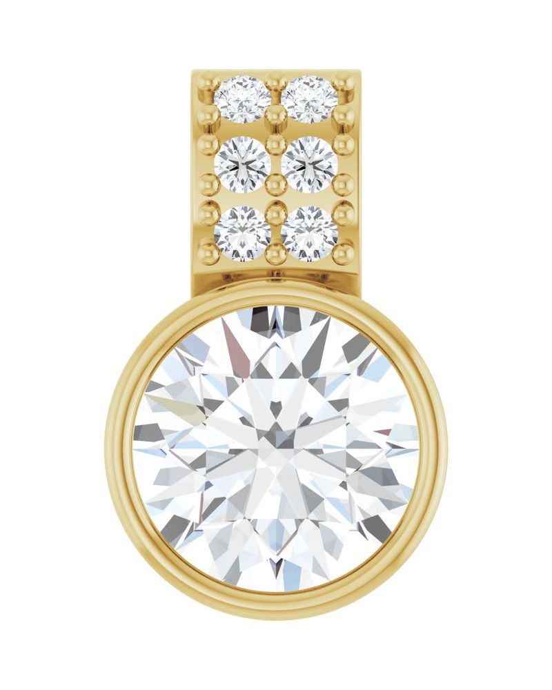 Pingente Cravejado com Cravação Bezel em Ouro 14k com Diamantes de Laboratório