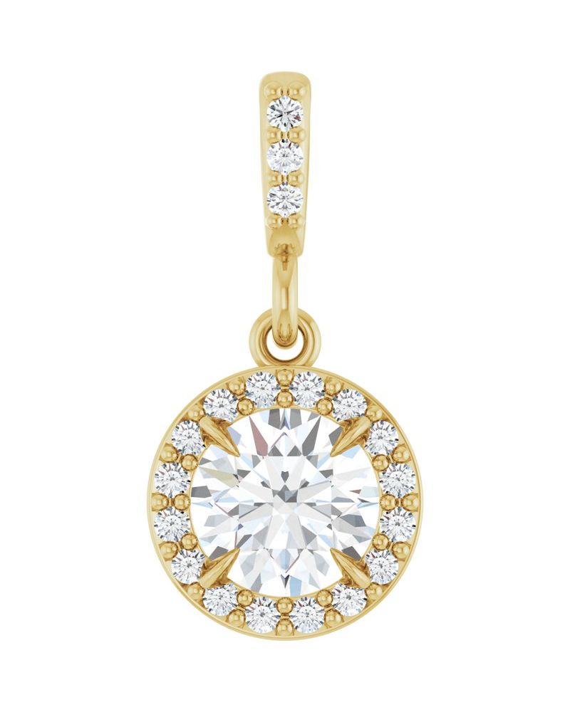 Pingente Halo em Ouro 14k com Diamantes de Laboratório – Modelo 2