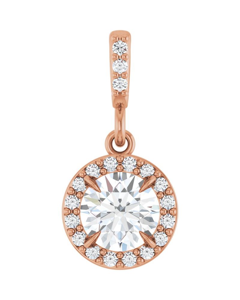 Pingente Halo em Ouro 14k com Diamantes de Laboratório – Modelo 2