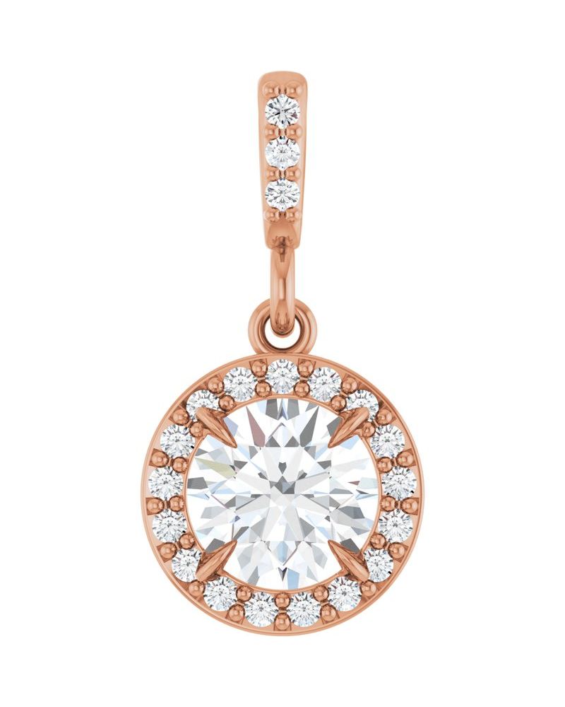 Pingente Halo em Ouro 14k com Diamantes de Laboratório – Modelo 2