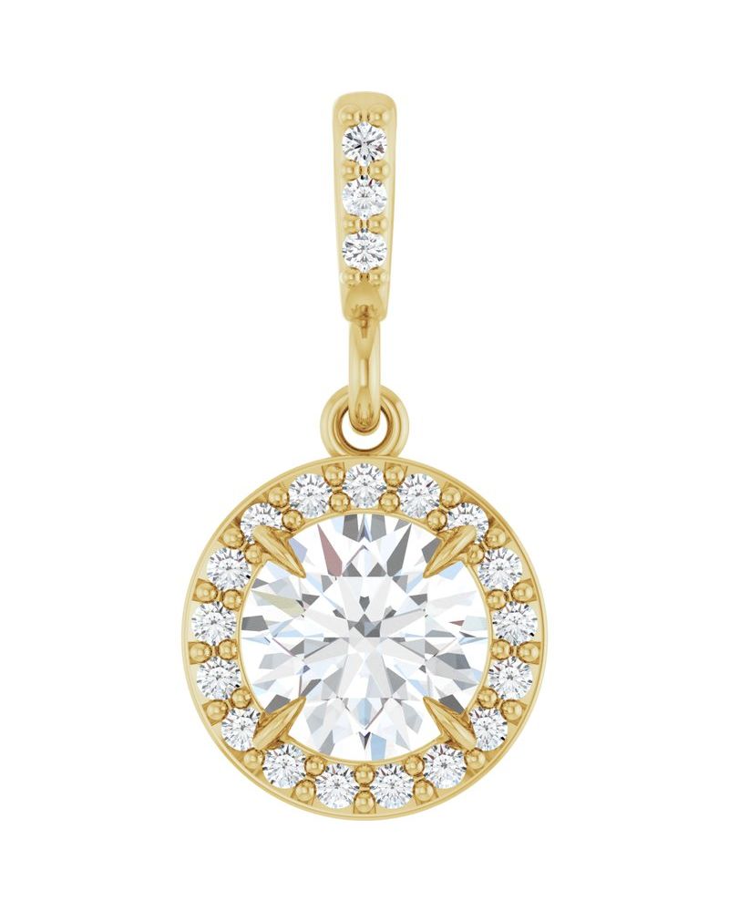 Pingente Halo em Ouro 14k com Diamantes de Laboratório – Modelo 2