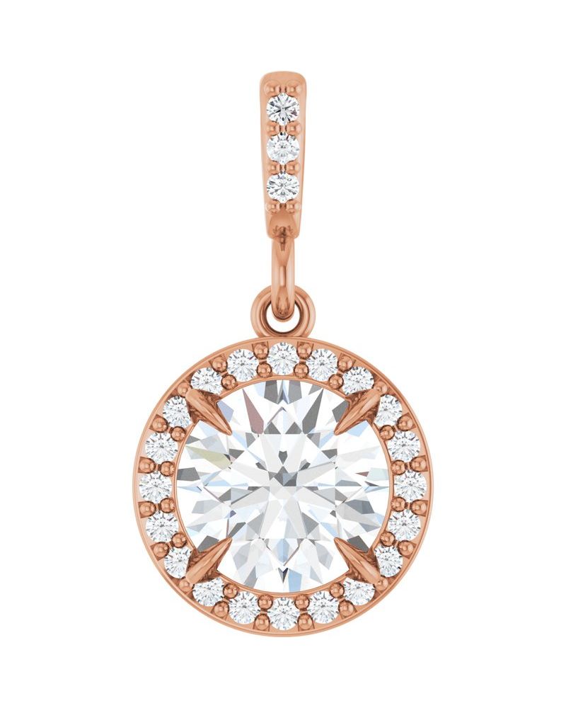 Pingente Halo em Ouro 14k com Diamantes de Laboratório – Modelo 2
