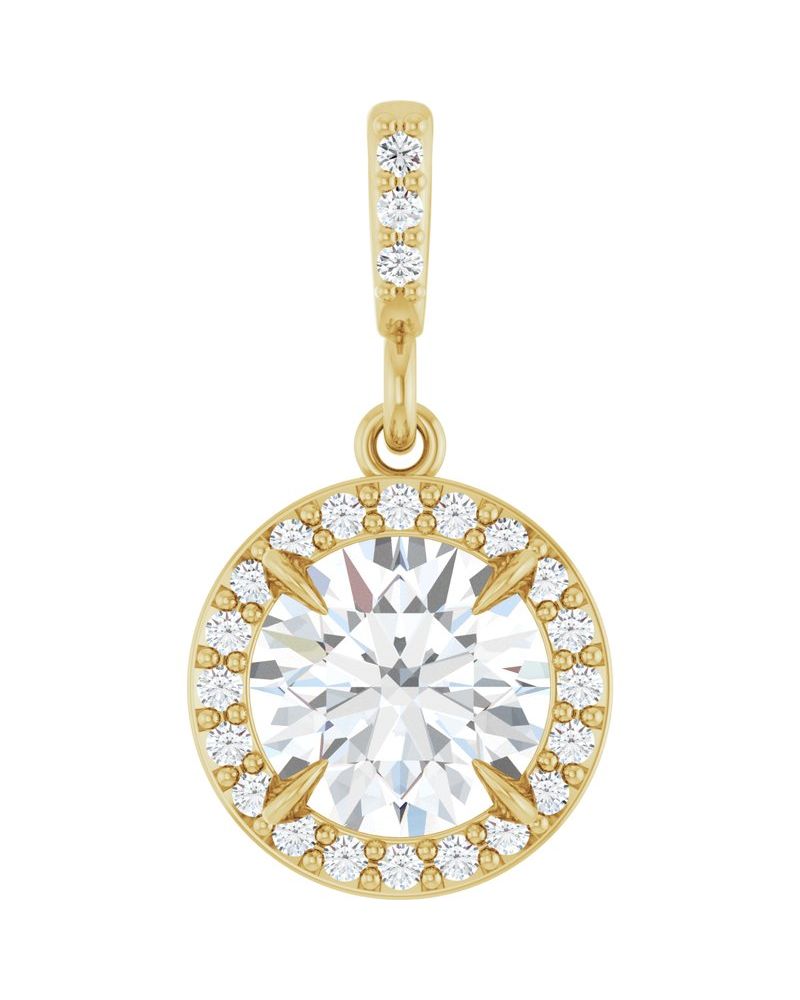 Pingente Halo em Ouro 14k com Diamantes de Laboratório – Modelo 2