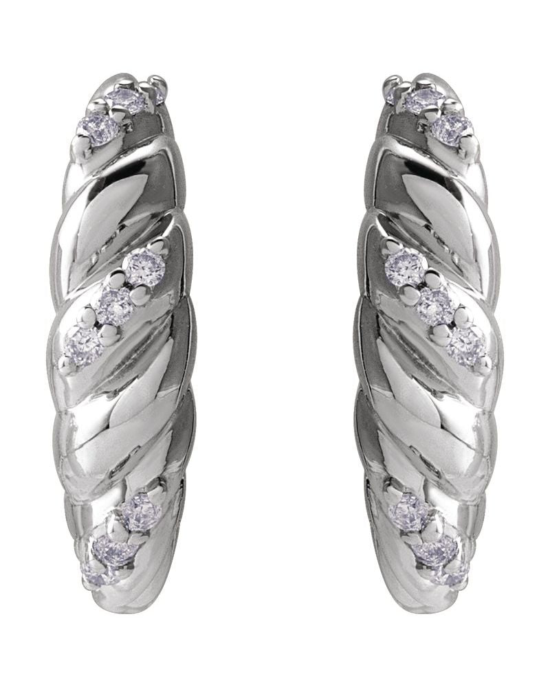 Brinco Abaulado Cravejado em Ouro 14k com Diamantes Naturais