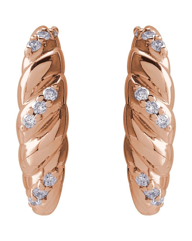 Brinco Abaulado Cravejado em Ouro 14k com Diamantes Naturais