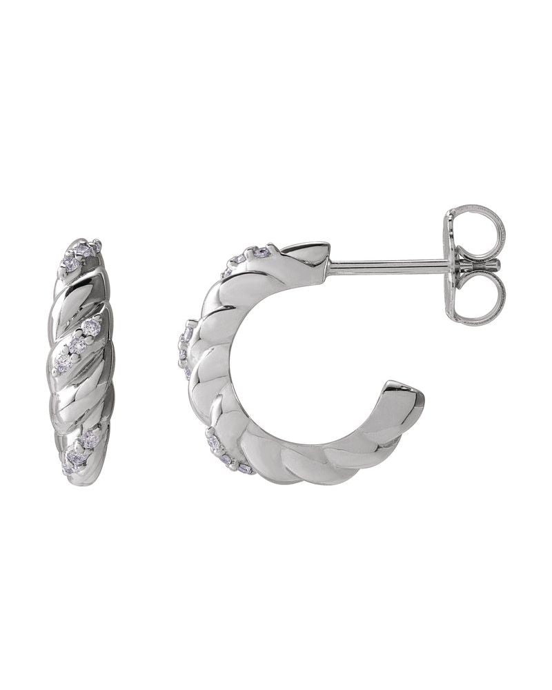 Brinco Abaulado Cravejado em Ouro 14k com Diamantes Naturais