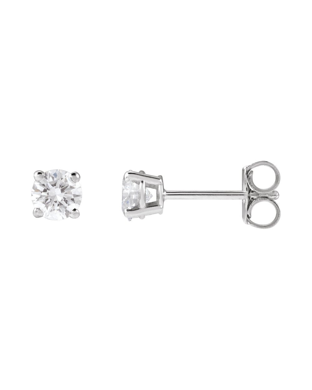 Brinco Ponto de Luz em Ouro 14k com Diamantes de Laboratório – Quatro Garras