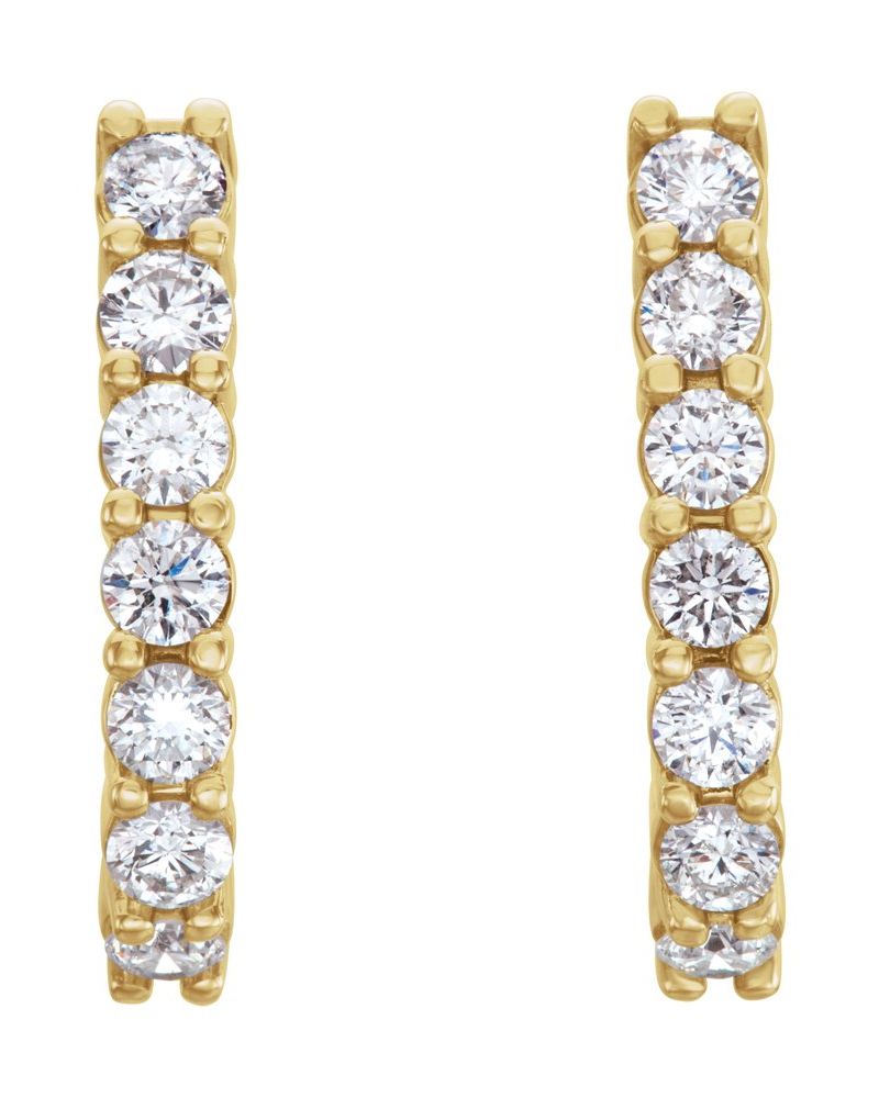 Brinco Meia Argola em Ouro 14k com Diamantes de Laboratório