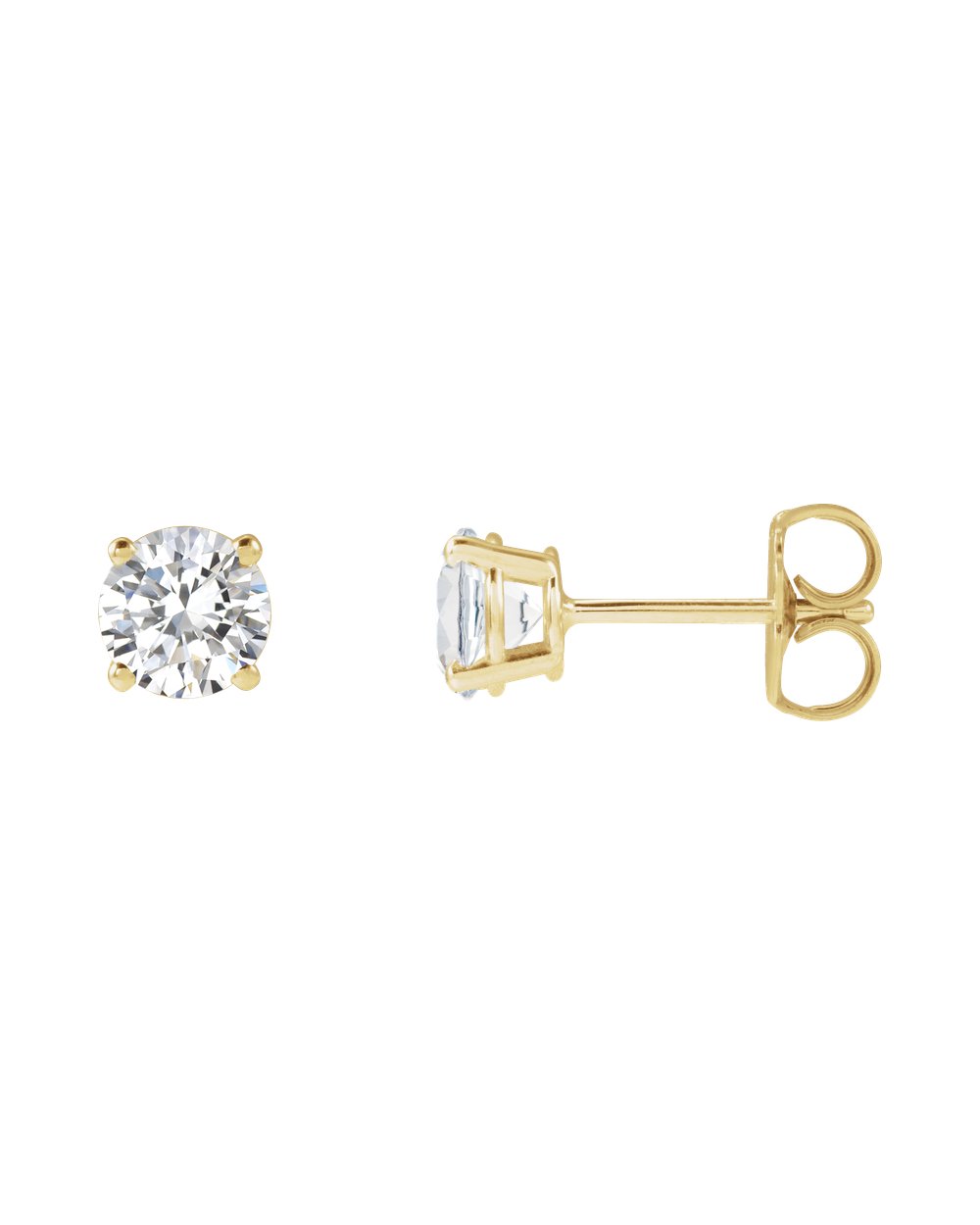 Brinco Ponto de Luz em Ouro 14k com Diamantes de Laboratório – Quatro Garras