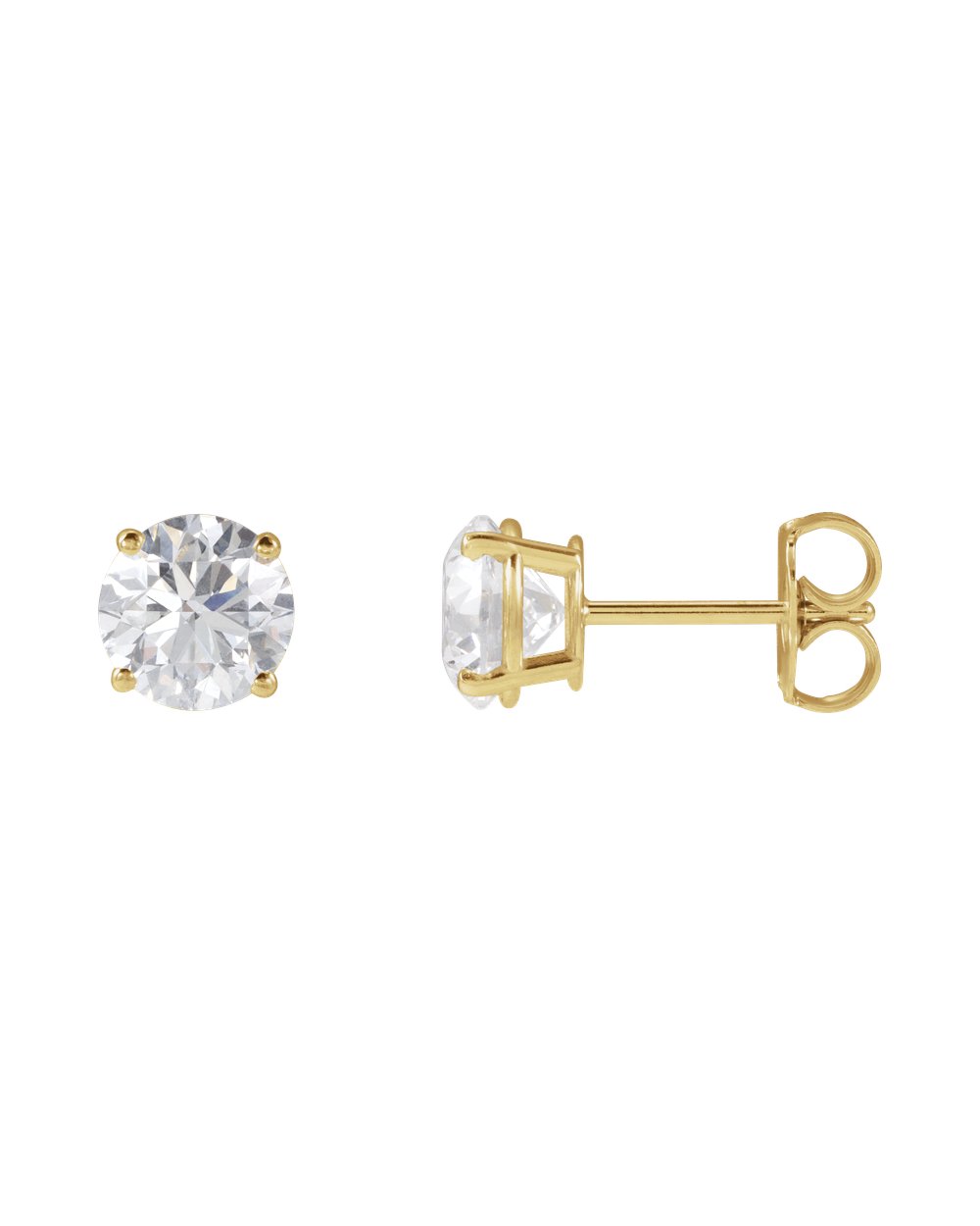 Brinco Ponto de Luz em Ouro 14k com Diamantes de Laboratório – Quatro Garras