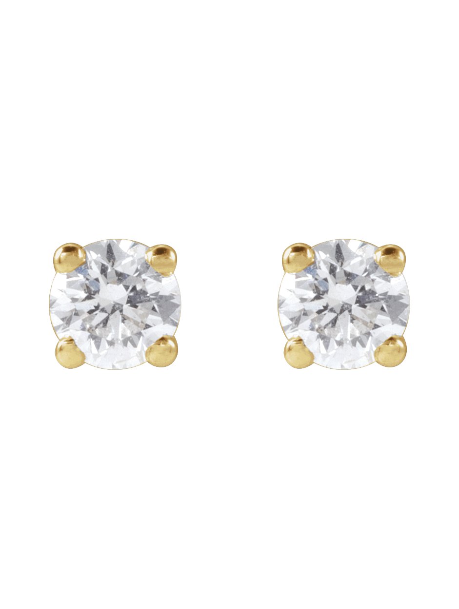 Brinco Ponto de Luz em Ouro 14k com Diamantes de Laboratório – Quatro Garras