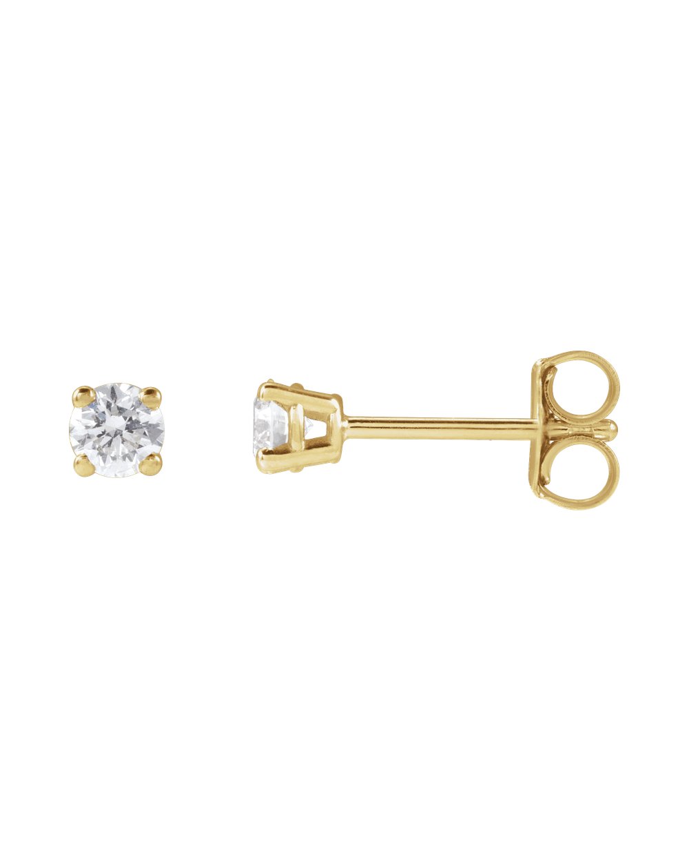 Brinco Ponto de Luz em Ouro 14k com Diamantes de Laboratório – Quatro Garras