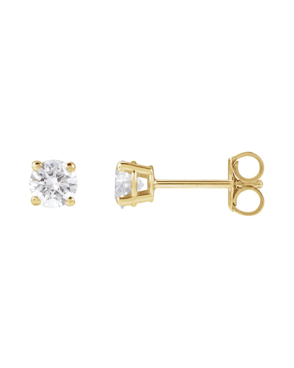 Brinco Ponto de Luz em Ouro 14k com Diamantes de Laboratório – Quatro Garras