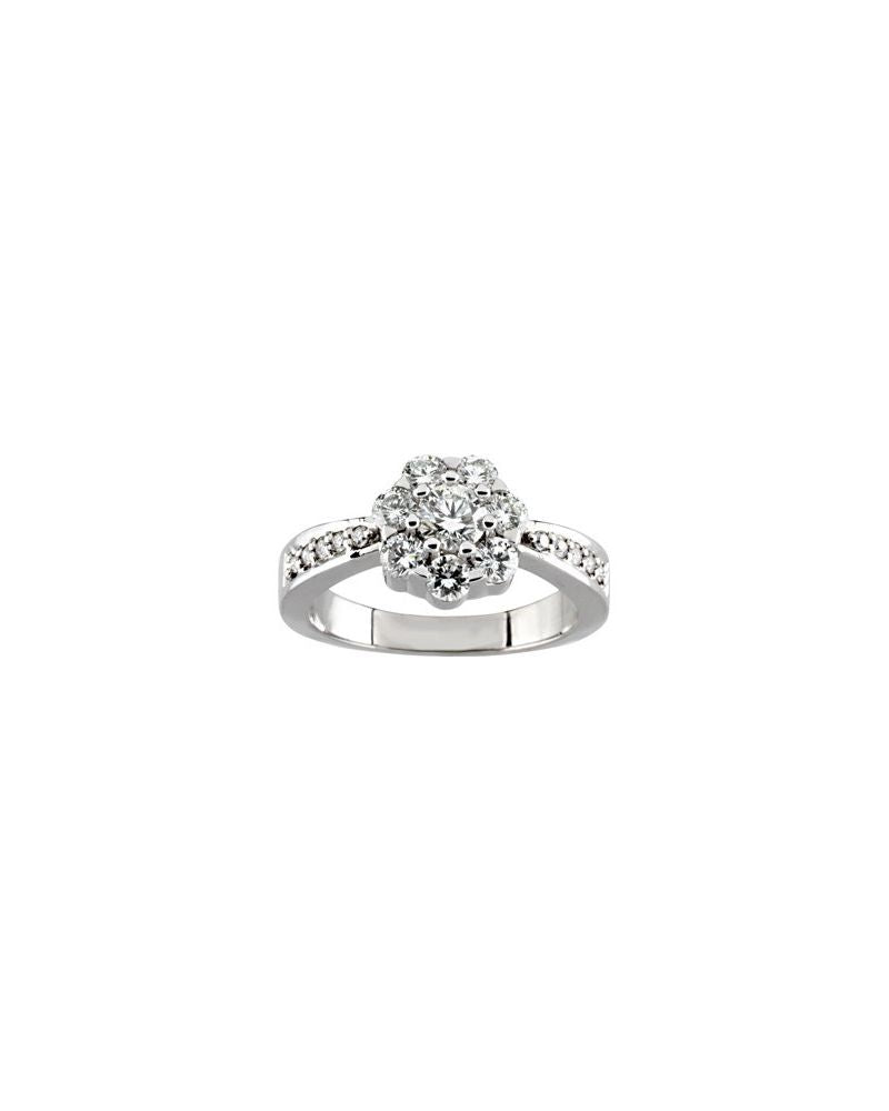 Anel Cluster em Ouro 14k com Diamantes Naturais – Modelo 10