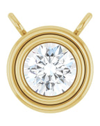 Colar Redondo com Cravação Bezel em Ouro 14k com Diamantes de Laboratório