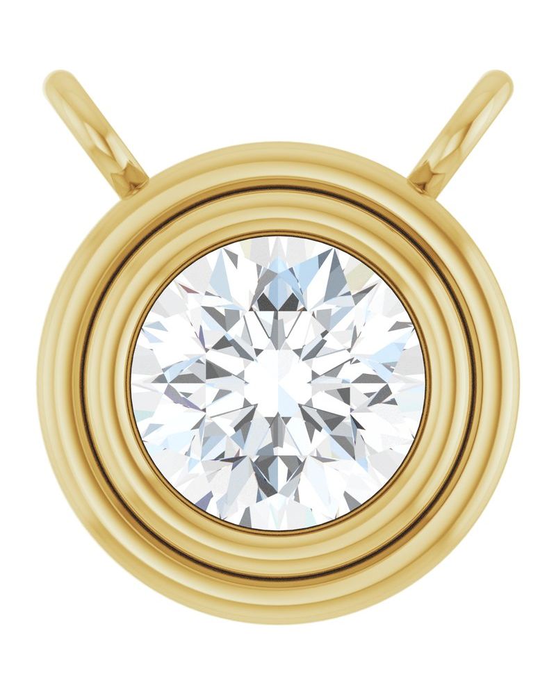 Colar Redondo com Cravação Bezel em Ouro 14k com Diamantes de Laboratório