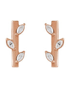 Brinco Floral Barra em Ouro 14k com Diamantes Naturais