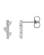 Brinco Floral Barra em Ouro 14k com Diamantes Naturais