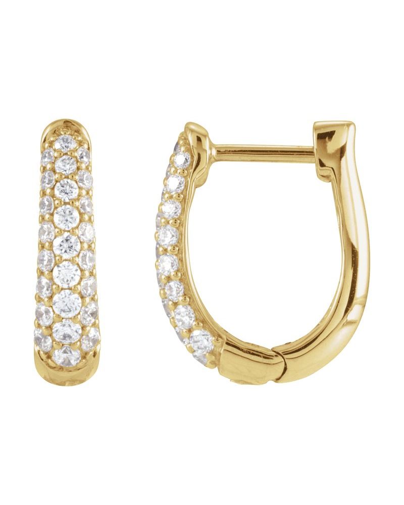 Brinco de Aro em U Cravejado em Ouro 14k com Diamantes Naturais – Modelo 2