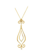 Colar Flor-de-lis em Ouro 14k com Diamantes Naturais – Modelo 3