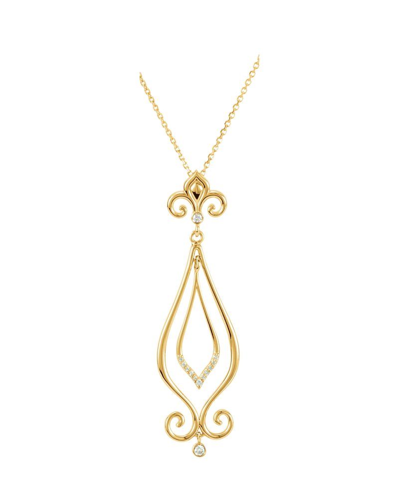 Colar Flor-de-lis em Ouro 14k com Diamantes Naturais – Modelo 3
