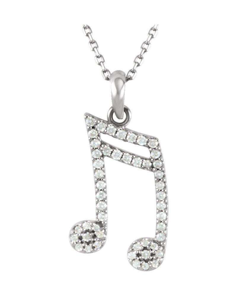 Colar Nota Musical em Ouro 14k com Diamantes Naturais