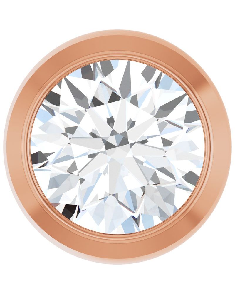 Pingente Passante Redondo com Cravação Bezel em Ouro 14k com Diamantes de Laboratório