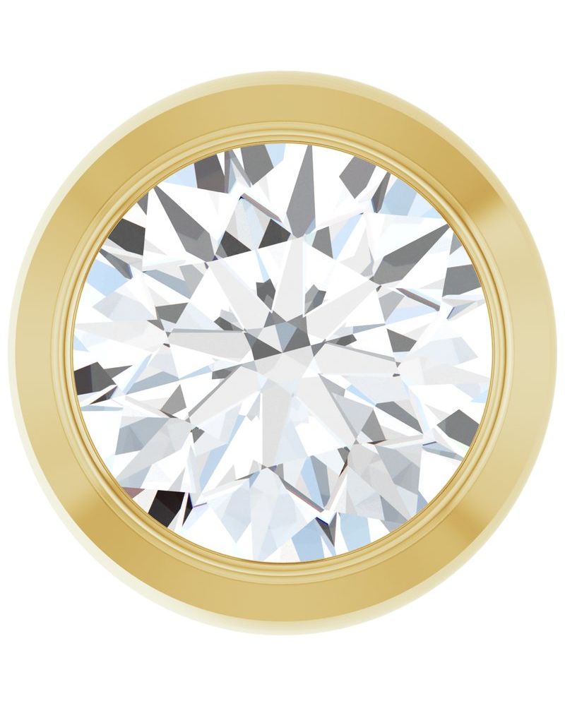 Pingente Passante Redondo com Cravação Bezel em Ouro 14k com Diamantes de Laboratório