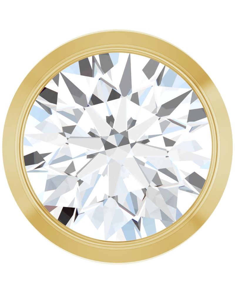 Pingente Passante Redondo com Cravação Bezel em Ouro 14k com Diamantes de Laboratório