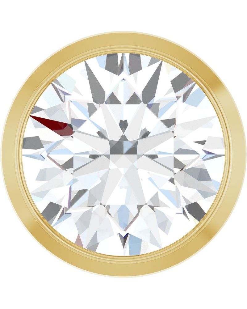 Pingente Passante Redondo com Cravação Bezel em Ouro 14k com Diamantes de Laboratório