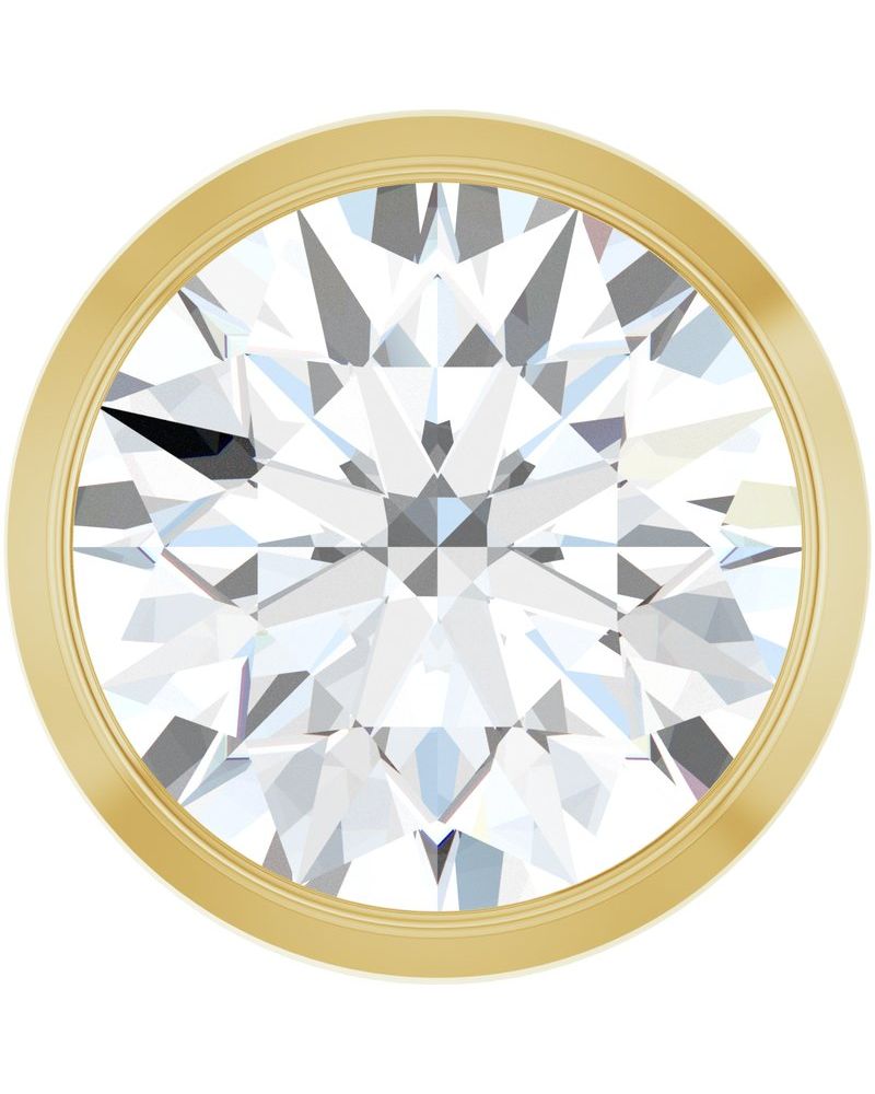 Pingente Passante Redondo com Cravação Bezel em Ouro 14k com Diamantes de Laboratório