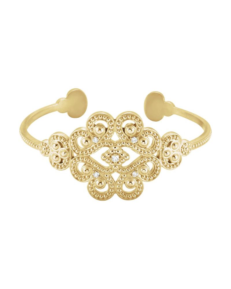 Bracelete Granulado Cravejado em Ouro 14k com Diamantes Naturais