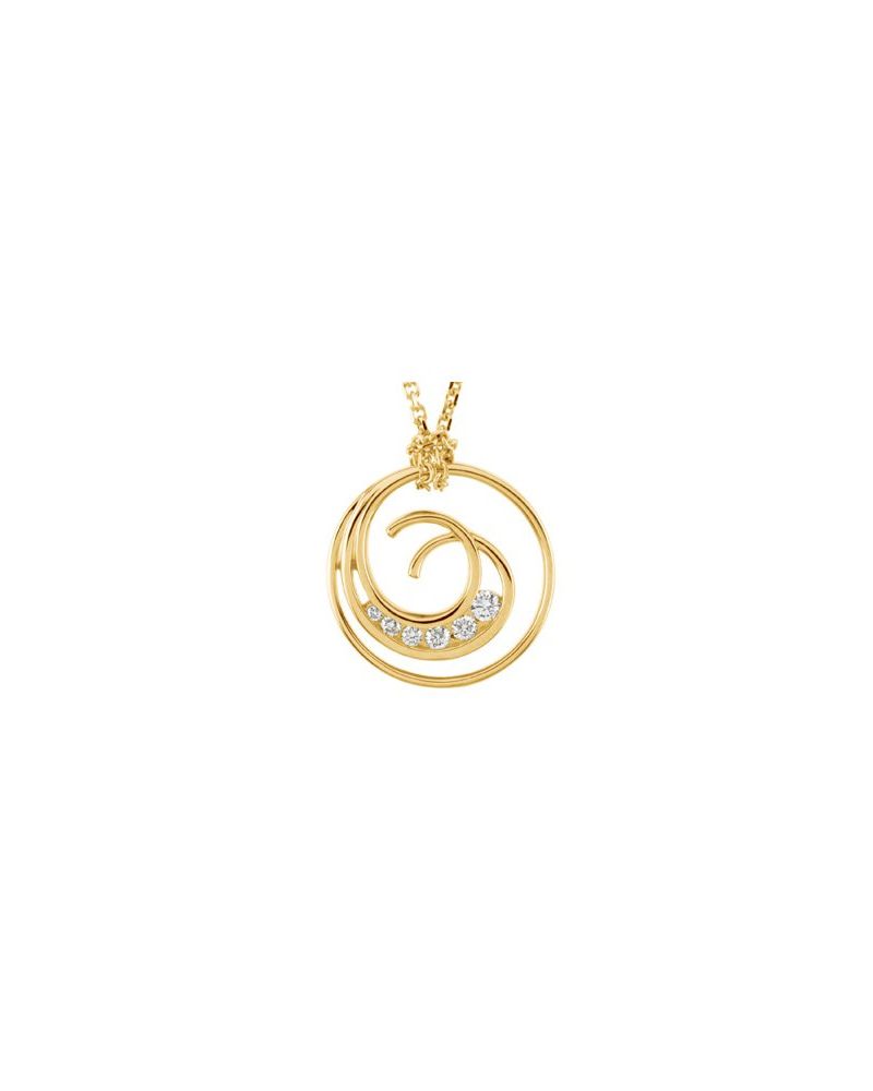 Colar Trajetória Espiral em Ouro 14k com Diamantes Naturais
