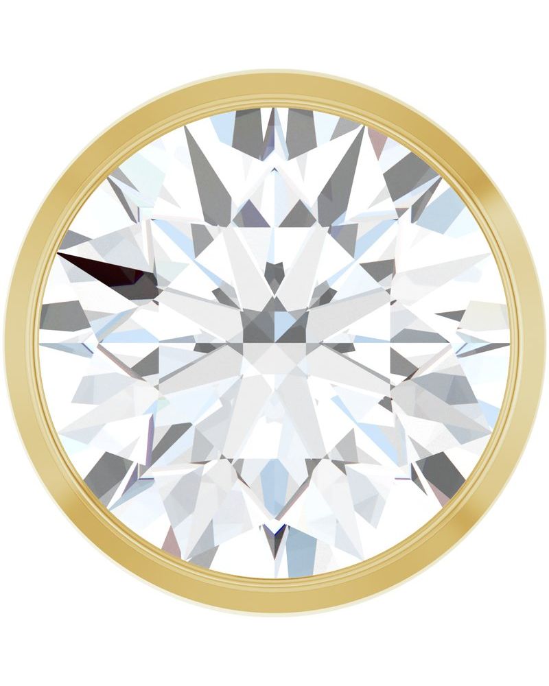 Pingente Passante Redondo com Cravação Bezel em Ouro 14k com Diamantes de Laboratório