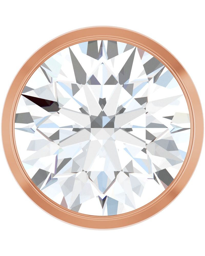 Pingente Passante Redondo com Cravação Bezel em Ouro 14k com Diamantes de Laboratório