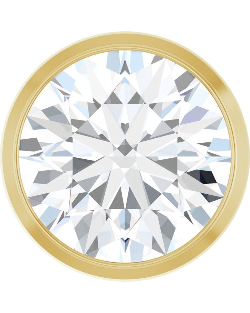 Pingente Passante Redondo com Cravação Bezel em Ouro 14k com Diamantes de Laboratório