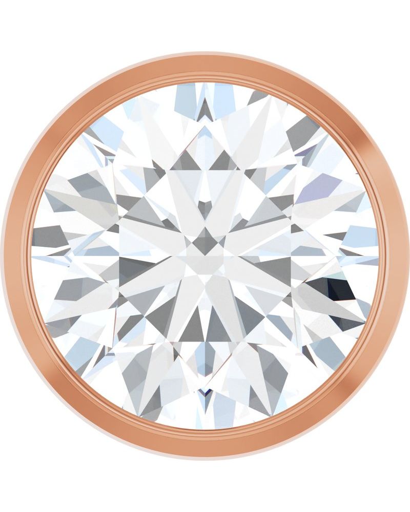 Pingente Passante Redondo com Cravação Bezel em Ouro 14k com Diamantes de Laboratório