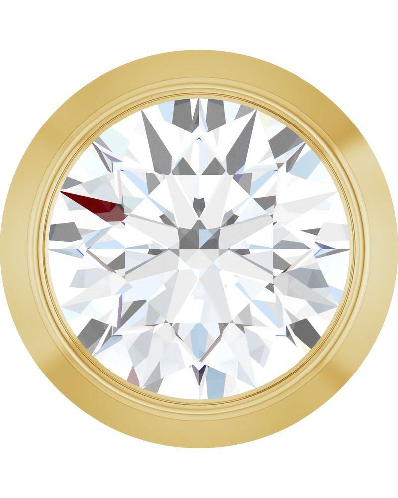 Pingente Passante Redondo com Cravação Bezel em Ouro 14k com Diamantes de Laboratório