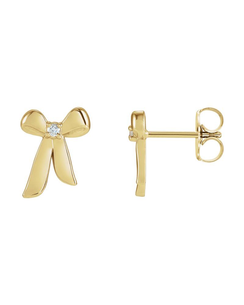 Brinco Laço Cravejado em Ouro 14k com Diamantes Naturais