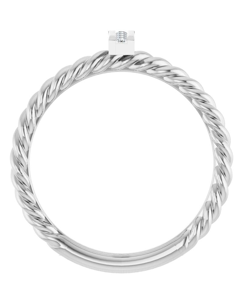 Anel Barra e Torcido Cravejado em Ouro 14k com Diamantes Naturais