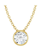 Colar Solitário com Cravação Bezel em Ouro 14k com Diamantes de Laboratório – Modelo 2
